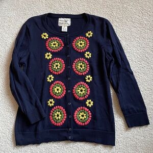 Tabitha Anthropologie Navy Floral Embroidered Cardigan